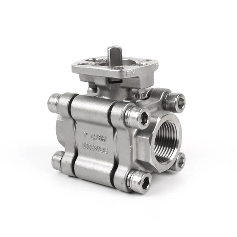 3PC Ball Valve 2000WOG ISO 5211 Oinarriarekin Eragingailurako